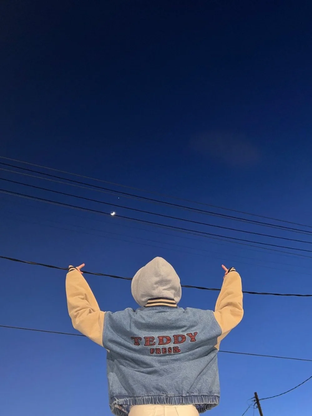NWOT Teddy Fresh Vintage Inspired Denim Corduroy Varsity Bomber Jacket